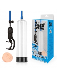 Прозрачная вакуумная помпа Sex Expert с насадкой-вагиной - Bior toys - в Сыктывкаре купить с доставкой