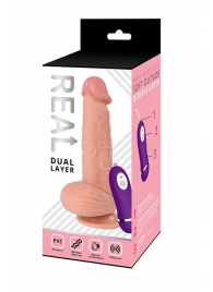 Телесный реалистичный вибратор REAL Dual Layer  - 20 см. - Real