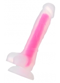 Прозрачно-розовый фаллоимитатор, светящийся в темноте, Clark Glow - 22 см. - ToyFa купить с доставкой в интернет-магазине Orgasmix в Сыктывкаре Прозрачно-розовый фаллоимитатор, светящийся в темноте, Clark Glow - 22 см. - ToyFa