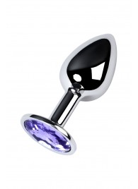 Серебристая конусовидная анальная пробка с фиолетовым кристаллом - 7 см. - ToyFa - купить с доставкой в Сыктывкаре