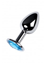 Серебристая конусовидная анальная пробка с голубым кристаллом - 7 см. - ToyFa - купить с доставкой в Сыктывкаре