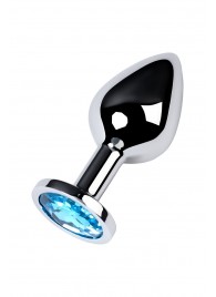 Серебристая конусовидная анальная пробка с голубым кристаллом - 8 см. - ToyFa - купить с доставкой в Сыктывкаре