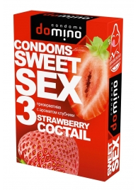 Презервативы для орального секса DOMINO Sweet Sex с ароматом клубничного коктейля  - 3 шт. - Domino - купить с доставкой в Сыктывкаре