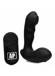 Черный стимулятор простаты Alpha-Pro 7X P-Milker Silicone Prostate Stimulator with Milking Bead - XR Brands - в Сыктывкаре купить с доставкой