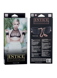 Черные мягкие наручники Entice French Cuffs с цепью - California Exotic Novelties - купить с доставкой в Сыктывкаре