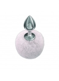 Серебристая анальная пробка с белым пушистым хвостиком Twinkle - Lola Games - купить с доставкой в Сыктывкаре