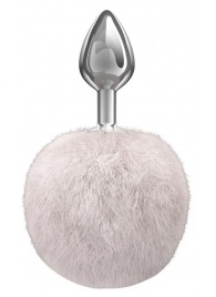 Серебристая анальная пробка с белым пушистым хвостиком Twinkle - Lola Games - купить с доставкой в Сыктывкаре