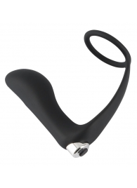 Черное эрекционное кольцо с анальной вибропробкой Vibrating Ring   Plug - Orion - в Сыктывкаре купить с доставкой