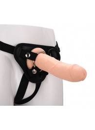 Черные трусики с телесной насадкой STRAP ON REAL DILDO - 21 см. - Dream Toys - купить с доставкой в Сыктывкаре