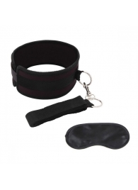 Черный ошейник с длинным поводком Collar and Leash Set - Lux Fetish - купить с доставкой в Сыктывкаре