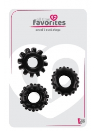 Набор из 3 черных эрекционных колец SET OF 3 COCKRINGS - Dream Toys - в Сыктывкаре купить с доставкой