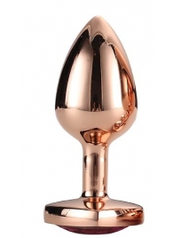 Золотистая анальная втулка с кристаллом-сердечком розового цвета - 7,1 см. - Dream Toys - купить с доставкой в Сыктывкаре