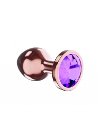 Пробка цвета розового золота с фиолетовым кристаллом Diamond Amethyst Shine S - 7,2 см. - Lola Games - купить с доставкой в Сыктывкаре