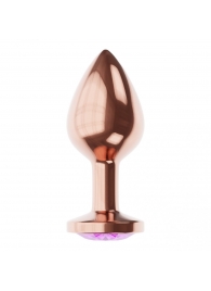 Пробка цвета розового золота с фиолетовым кристаллом Diamond Amethyst Shine S - 7,2 см. - Lola Games - купить с доставкой в Сыктывкаре