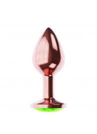 Пробка цвета розового золота с лаймовым кристаллом Diamond Emerald Shine S - 7,2 см. - Lola Games - купить с доставкой в Сыктывкаре