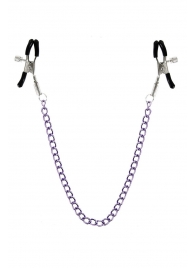 Зажимы для сосков с фиолетовой цепочкой Sweet Caress Nipple Chain - Sweet Caress - купить с доставкой в Сыктывкаре