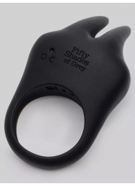 Черное эрекционное виброкольцо Sensation Rechargeable Vibrating Rabbit Love Ring - Fifty Shades of Grey - в Сыктывкаре купить с доставкой