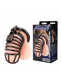 Черная металлическая клетка с замком Deluxe Chastity Cage - BlueLine - купить с доставкой в Сыктывкаре