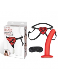 Красный поясной фаллоимитатор Red Heart Strap on Harness   5in Dildo Set - 12,25 см. - Lux Fetish - купить с доставкой в Сыктывкаре