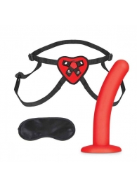 Красный поясной фаллоимитатор Red Heart Strap on Harness   5in Dildo Set - 12,25 см. - Lux Fetish - купить с доставкой в Сыктывкаре