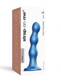 Голубая насадка Strap-On-Me Dildo Plug Balls size L - Strap-on-me - купить с доставкой в Сыктывкаре