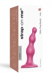 Розовая насадка Strap-On-Me Dildo Plug Beads size S - Strap-on-me - купить с доставкой в Сыктывкаре