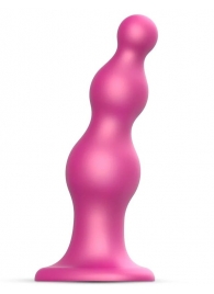 Розовая насадка Strap-On-Me Dildo Plug Beads size S - Strap-on-me - купить с доставкой в Сыктывкаре