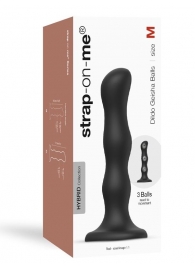 Черная насадка Strap-On-Me Dildo Geisha Balls size M - Strap-on-me - купить с доставкой в Сыктывкаре