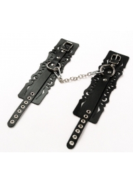 Узорчатые кожаные оковы с регулируемыми ремешками - Crazy Handmade - купить с доставкой в Сыктывкаре