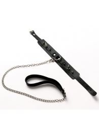 Черный ошейник с шипами и поводком - Crazy Handmade - купить с доставкой в Сыктывкаре