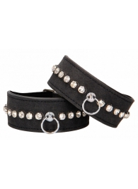 Черные наручники Diamond Studded Wrist Cuffs - Shots Media BV - купить с доставкой в Сыктывкаре