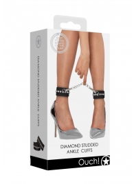 Черные поножи Diamond Studded Ankle Cuffs - Shots Media BV - купить с доставкой в Сыктывкаре