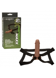 Коричневый фаллопротез Life-Like Extension with Harness - 17,75 см. - California Exotic Novelties - купить с доставкой в Сыктывкаре