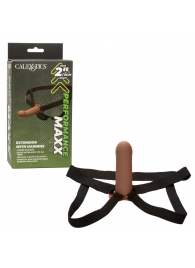 Коричневый фаллопротез из силикона Extension with Harness - 15,75 см. - California Exotic Novelties - купить с доставкой в Сыктывкаре