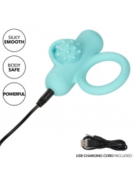 Аквамариновое эрекционное виброкольцо Silicone Rechargeable Nubby Lover’s Delight - California Exotic Novelties - в Сыктывкаре купить с доставкой