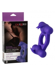 Фиолетовое эрекционное виброкольцо с двумя моторами Silicone Rechargeable Triple Orgasm Enhancer - California Exotic Novelties - в Сыктывкаре купить с доставкой