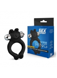 Черное силиконовое эрекционное виброкольцо Sex Expert - Sex Expert - в Сыктывкаре купить с доставкой