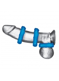 Комплект из трех голубых эрекционных колец 3-Pack Ribbed Rider Cock Ring Set - BlueLine - в Сыктывкаре купить с доставкой