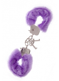 Фиолетовые меховые наручники METAL HANDCUFF WITH PLUSH LAVENDER - Dream Toys - купить с доставкой в Сыктывкаре