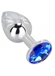 Анальное украшение BUTT PLUG  Small с синим кристаллом - 7 см. - Anal Jewelry Plug - купить с доставкой в Сыктывкаре