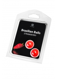 Набор из 2 шариков с массажным маслом Brazilian Balls с ароматом клубники - Secret Play - купить с доставкой в Сыктывкаре