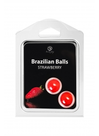 Набор из 2 шариков с массажным маслом Brazilian Balls с ароматом клубники - Secret Play - купить с доставкой в Сыктывкаре