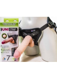 Страпон-унисекс с двумя насадками UNI strap 7  Harness - 19 и 16 см. - LOVETOY (А-Полимер) - купить с доставкой в Сыктывкаре