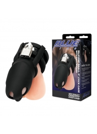 Черная клетка для пениса Silicone Small 2 in Cock Cage With Ball Divider - BlueLine - купить с доставкой в Сыктывкаре