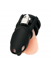 Черная клетка для пениса Silicone Small 2 in Cock Cage With Ball Divider - BlueLine - купить с доставкой в Сыктывкаре