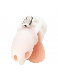 Белая клетка для пениса Silicone Small 2 in Cock Cage With Ball Divider - BlueLine - купить с доставкой в Сыктывкаре