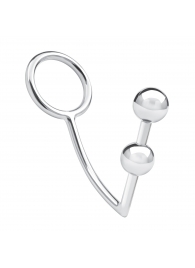 Кольцо на пенис с анальным стимулятором Two Bead Stainless Steel Anal Hook   Cock Ring - BlueLine - в Сыктывкаре купить с доставкой
