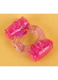 Фиолетовое виброкольцо с двумя вибропульками - Toyfa Basic - в Сыктывкаре купить с доставкой