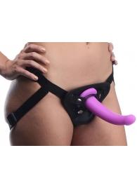 Лиловый поясной страпон Navigator Silicone G-Spot Dildo with Harness - 17,8 см. - XR Brands - купить с доставкой в Сыктывкаре