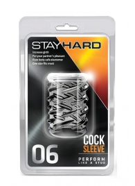 Прозрачная насадка с объёмными чёрточками STAY HARD COCK SLEEVE 06 CLEAR - Blush Novelties - в Сыктывкаре купить с доставкой